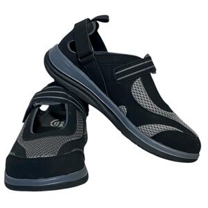 FitVille‎ FlexiWalk Mary Jane Recovery Sandals Black Gray Comfort Size 9W